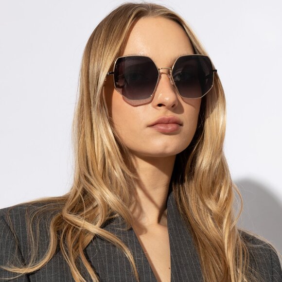 Marc Jacobs MARC 730/S 0RHL 9O Geometric Sunglasses - Black Gold\\Grey